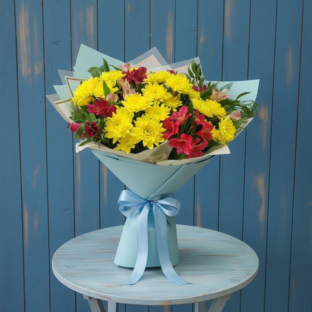 Букет цветов из: Альстромерии и Хризантемы в Зимовниках