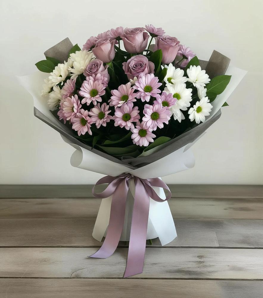 Букет цветов из: Хризантемы и Розы в Зимовниках