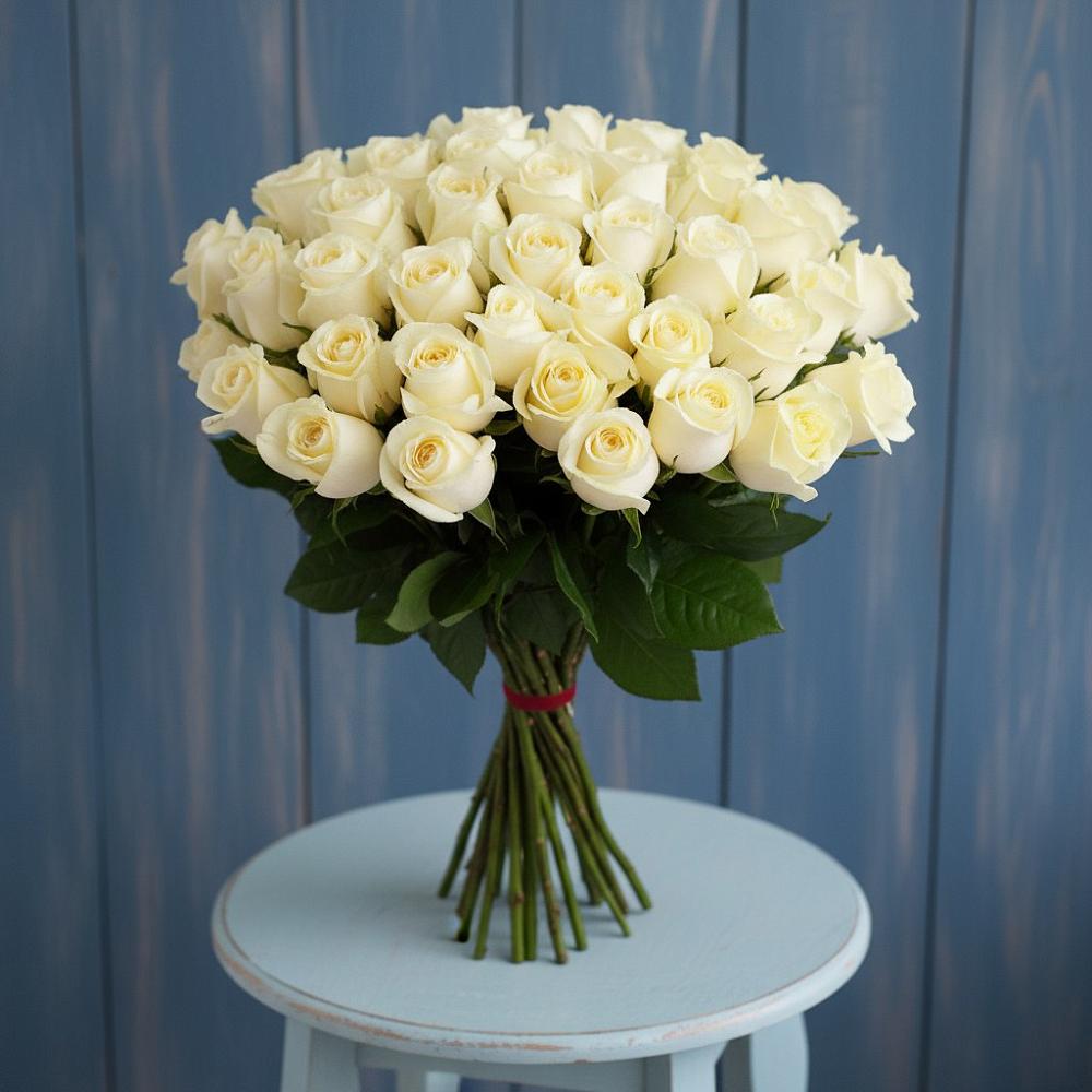 Букет 51 Белая роза Эдлесс Лав в Зимовниках