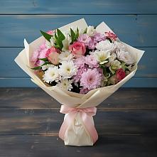 Букет цветов из:  Хризантемы, Альстромерии и Розы в Зимовниках