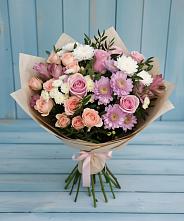 Букет цветов из:  Хризантемы, Розы и Альстромерии в Зимовниках