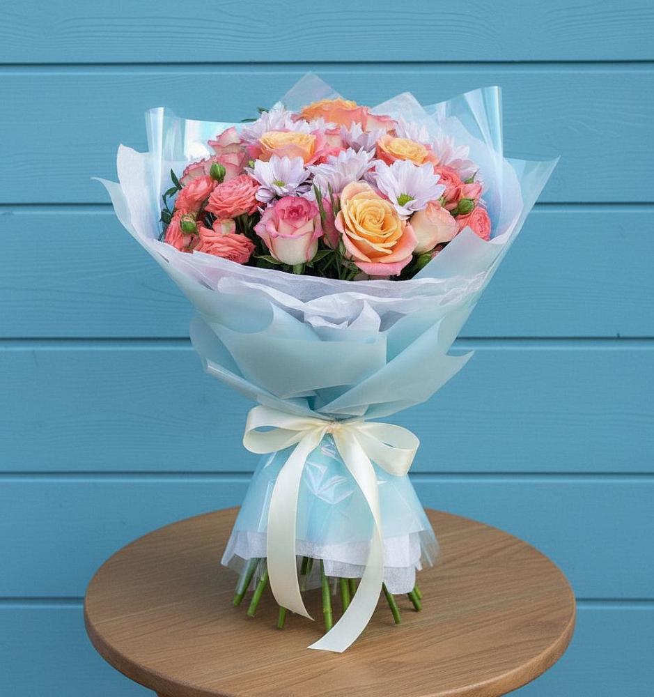 Букет цветов из: Хризантемы и Розы в Зимовниках