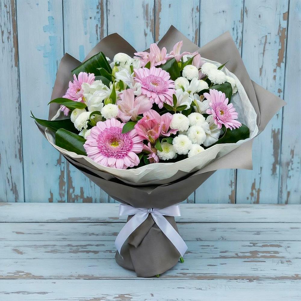 Букет цветов из: Герберы, Альстромерии и Хризантемы в Зимовниках